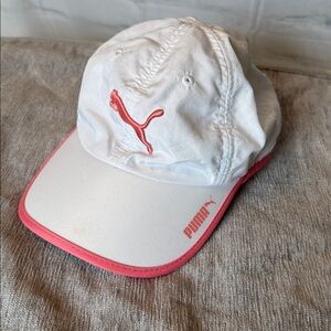 Puma Women’s white and pink adjustable strap-back running or golf hat One Size